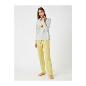 Koton Women's Yellow Cotton Disney Licensed Pajamas Set