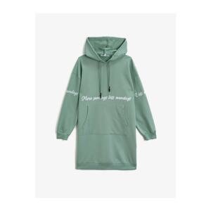 Koton Cotton Letter Embroidered Hooded Long Sweatshirt
