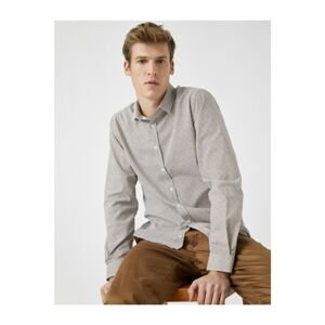 Koton Patterned Classic Collar Long Sleeve Cotton Shirt