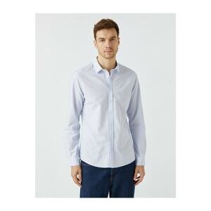 Koton Men's Blue Cotton Classic Yak Long Sleeve Shirt