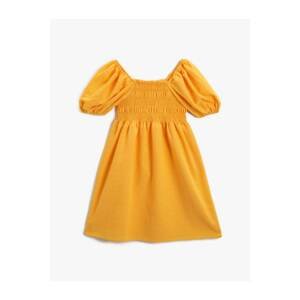 Koton Girl Yellow Balloon Sleeve Dress Cotton