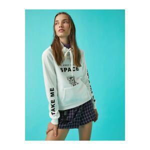 Koton Tie Collar Sweatshirt Printed Cotton