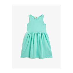 Koton Girl Green Pleated Summer Dress Cotton