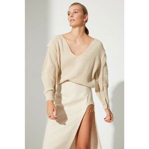 Trendyol Stone Ruffle Detailed Knitwear Sweater