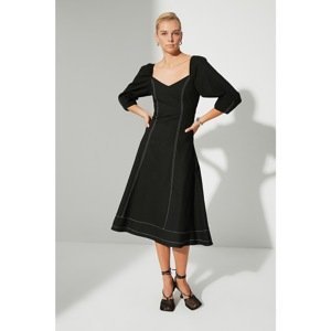 Trendyol Black Back Detailed Contrast Stitched Dress