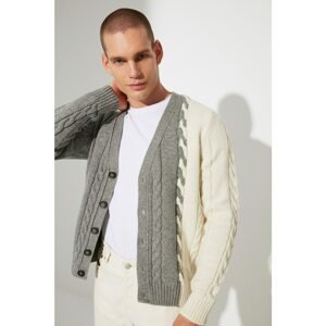 Trendyol Gray Men's Regular Fit Hair Knitted Knitwear Cardigan