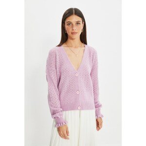 Trendyol Lilac Crop Knitwear Cardigan