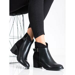 SHELOVET BLACK ANKLE BOOTS ON THE POST