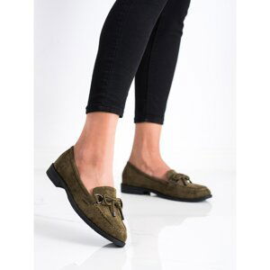 SHELOVET SUEDE MOCCASINS WITH BOW