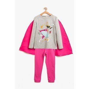 Koton Pink Girl Printed Pajamas Set