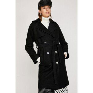 Koton Women's Black Button Detailed Coat