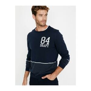 Koton Men's Navy Blue Printed Knitwear Sweater