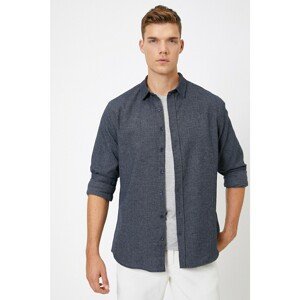 Koton Men's Navy Blue Classic Collar Shirt