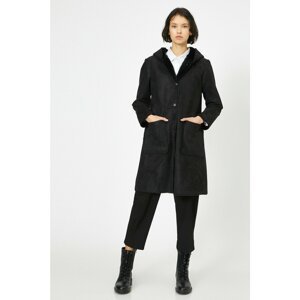 Koton Women's Black Hooded Coat