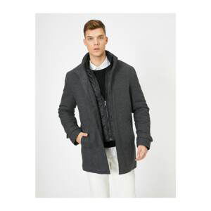 Koton Men's Anthracite Plaid Coat