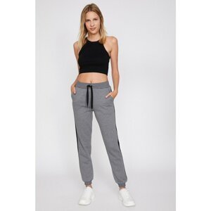 Koton Women's Gray Stripe Detailed Sweatpants