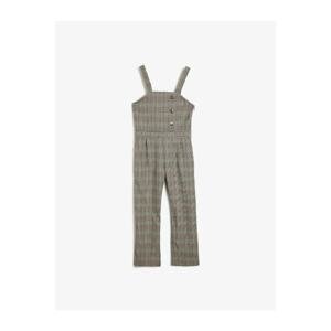 Koton Girls' Strap Button Detailed Checked Jumpsuit