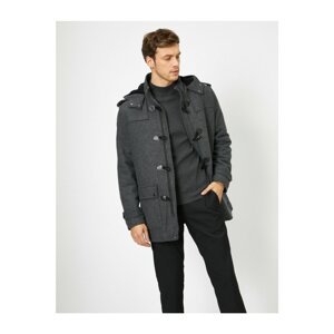 Koton Men's Gray Hooded Coat