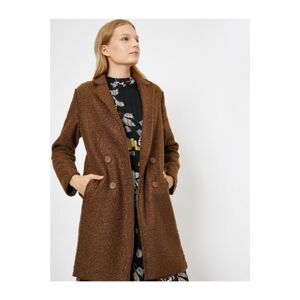 Koton Women's Brown Pocket Detailed Button Detailed Coat