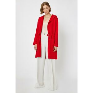 Koton Women's Red Hooded Cardigan