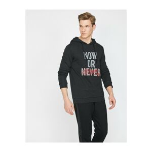 Koton Men's Letter Printed Hoodie Sweatshirt