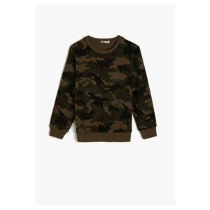 Koton Boy Khaki Patterned Green Kids Camouflage Patterned Sweatshirt