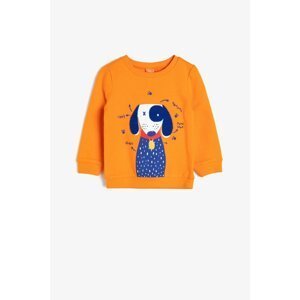 Koton Boy's Orange Embroidered Sweatshirt