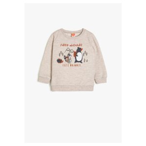 Koton Baby Boy Ecru Ecru Unisex Kids Printed Sweatshirt