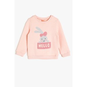 Koton Pink Baby Girl Embroidered Sweatshirt