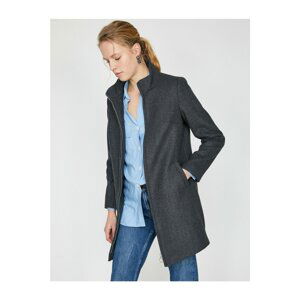 Koton Women's Gray Pocket Detailed Coat