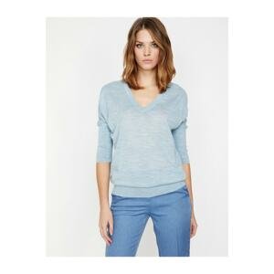 Koton Women's Blue Desire Sabanci for Cotton Sweater