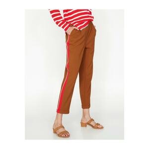 Koton Women's Brown Stripe Detailed Trousers