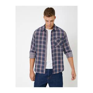 Koton Men's Navy Blue Check Shirt