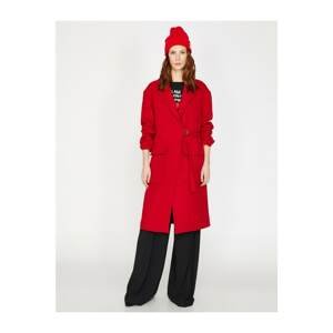 Koton Women's Red Pocket Detailed Coat