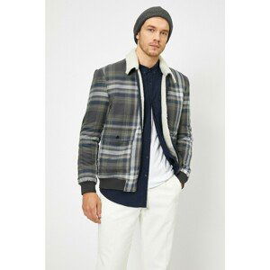 Koton Men's Green Checkered Coat