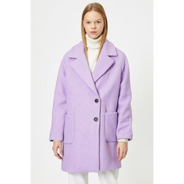 Koton Women's Purple Pocket Detailed Coat