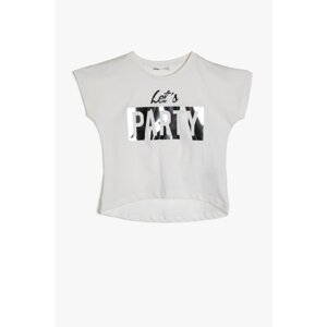 Koton Girl's White Printed T-Shirt