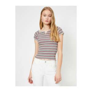 Koton Women's Pink Striped T-shirt