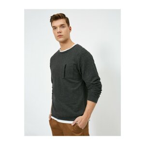 Koton Men's Gray Crew Neck Sweater