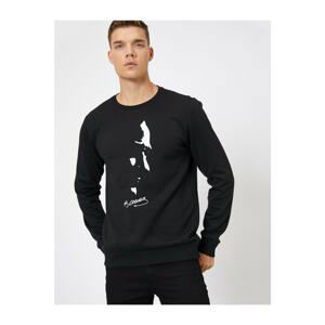 Koton Men's Black Ataturk Printed Sweatshirt