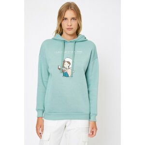 Koton Women's Green Hoodie Sweatshirt