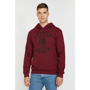 Koton Men's Claret Red Printed Sweatshirt