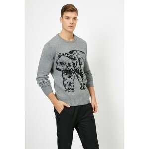 Koton Men's Gray Patterned Knitwear Sweater