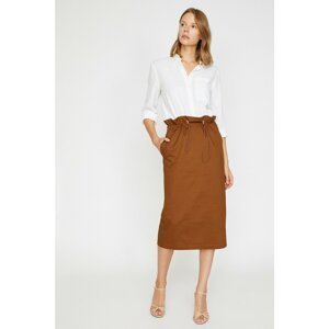 Koton Women's Brown Normal Waist Midi Skirt