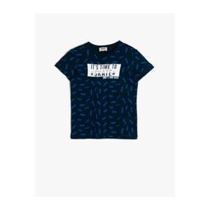 Koton Boy's Navy Blue Printed T-shirt