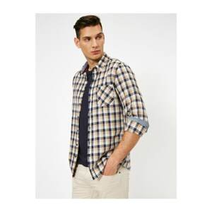 Koton Men's Plaid Single Pocket Slim Fit Lumberjack Shirt