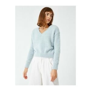 Koton V Neck Crop Knitwear Sweatshirt