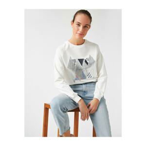 Koton Crew Neck Geometric Sequined Sweatshirt