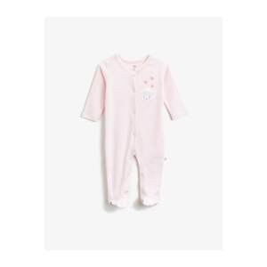 Koton Baby Girl Pink Embroidered Long Sleeve Cotton Jumpsuit