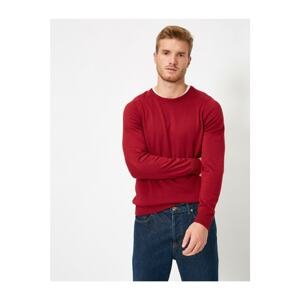 Koton Men's Red Crew Neck Long Sleeve Knitwear Sweater